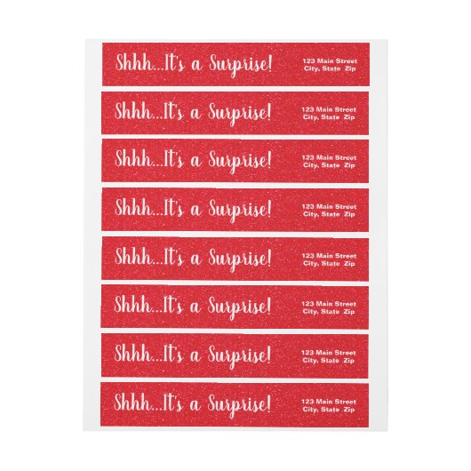RED Glitter SURPRISE Wrap de Etiketten van het Adr (Vel)