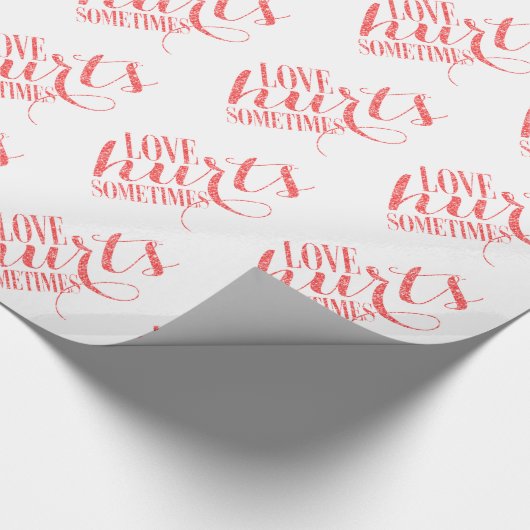 Red Glitter Text Love Hures Soms Pattern Cadeaupapier (Hoek)