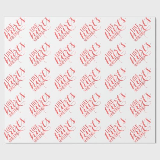 Red Glitter Text Love Hures Soms Pattern Cadeaupapier (Vlak)