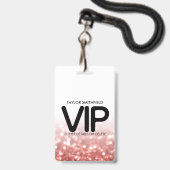 Red Glitter trendy modern VIP lanyard badge douane (Voorkant met koord)