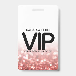 Red Glitter trendy modern VIP lanyard badge douane