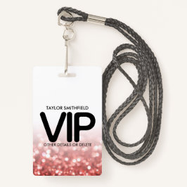 Red Glitter trendy modern VIP lanyard badge douane