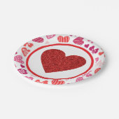 Red Glitter Valentijnse Heart Birthday Papieren Bordje (Gekanteld)