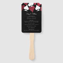 Red Glitter Vegas Huwelijksprogramma Fan Handwaaier