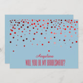 Red Glitter word je mijn bruidsmeisje? Kaart (Voorkant / Achterkant)