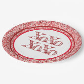 Red Glitter XOXO Papieren Bordje (Gekanteld)