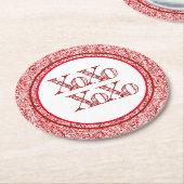 Red Glitter XOXO Ronde Kartonnen Onderzetter (Gebogen)