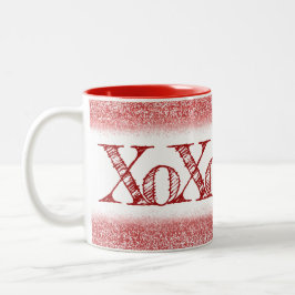 Red Glitter XOXO Tweekleurige Koffiemok