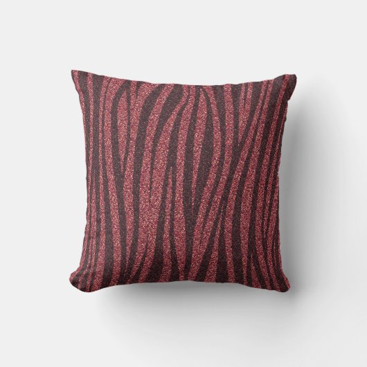 Red Glitter Zebra Print Metallic Kussen (Voorkant)