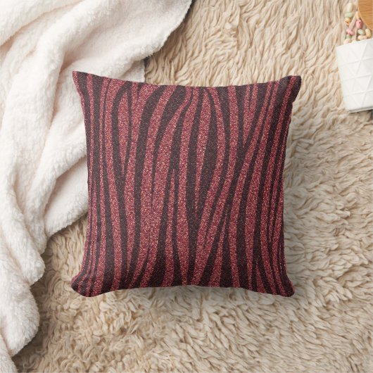 Red Glitter Zebra Print Metallic  Kussen (Deken)