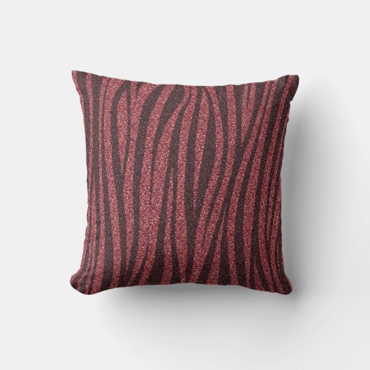 Red Glitter Zebra Print Metallic  Kussen (Voorkant)