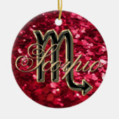 Red Glitter Zodiac Sign Scorpio Ornament (Voorkant)