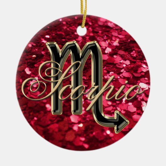 Red Glitter Zodiac Sign Scorpio Ornament (Voorkant)