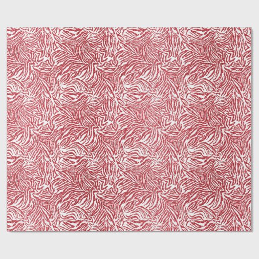 Red Glittered Zebra Print Wrapping Paper Cadeaupapier (Vlak)