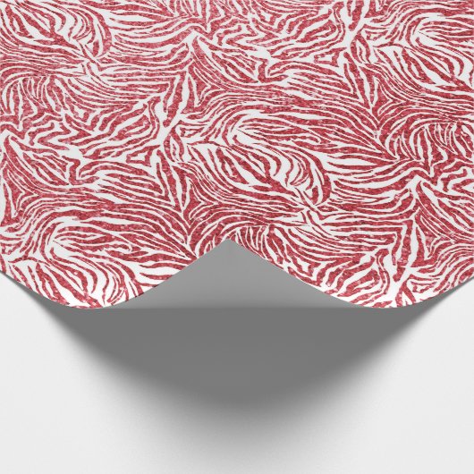 Red Glittered Zebra Print Wrapping Paper Cadeaupapier (Hoek)