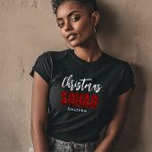 Red Glittery  Christmas Squad Name  T-shirt