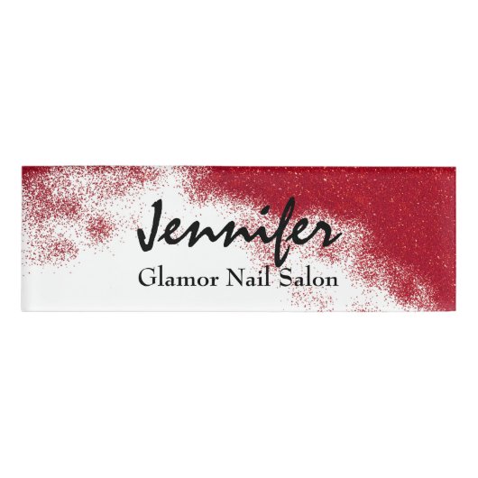 Red Glittery Employee Name Tag (Voorkant)