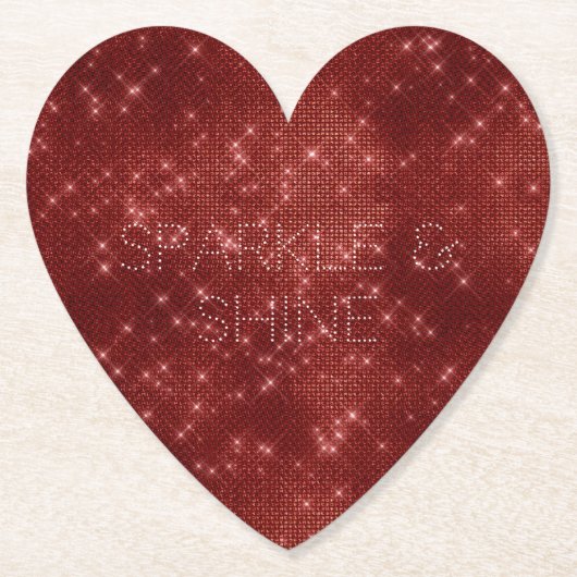 Red Glitzy Chic Glam Sparkle Kartonnen Onderzetters (Voorkant)