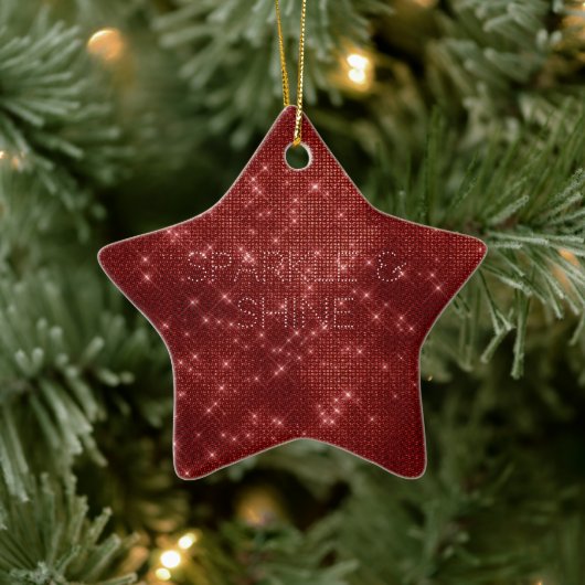 Red Glitzy Chic Glam Sparkle Keramisch Ornament (Boom)