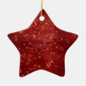 Red Glitzy Chic Glam Sparkle Keramisch Ornament (Voorkant)
