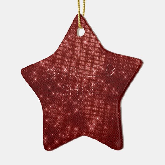 Red Glitzy Chic Glam Sparkle Keramisch Ornament (Links)