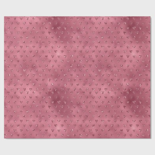 Red Glitzy Glitter Hearts Cadeaupapier (Vlak)