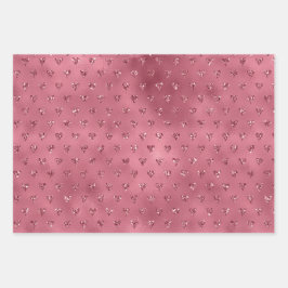 Red Glitzy Glitter Hearts Inpakpapier Vel