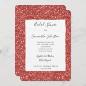 Red Glitzy Glitter Sparkle Bridal Shower Kaart (Voorkant / Achterkant)
