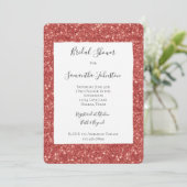 Red Glitzy Glitter Sparkle Bridal Shower Kaart (Staand voorkant)