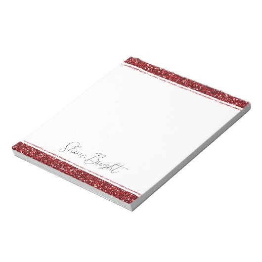 Red Glitzy Glitter Sparkle Notitieblok (Linkerzijde)