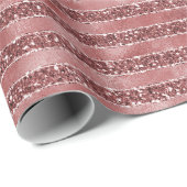 Red Glitzy Glitter Stripes Cadeaupapier (Rol Hoek)