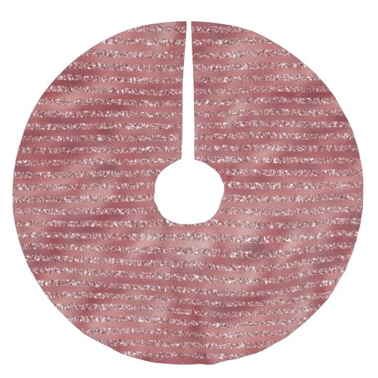 Red Glitzy Glitter Stripes Kerstboom Rok (Voorkant)