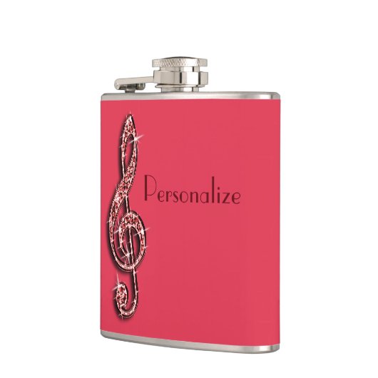 Red Glitzy Sparkly Muzieknoten Heupfles (Links)