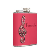 Red Glitzy Sparkly Muzieknoten Heupfles (Rechts)