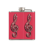 Red Glitzy Sparkly Muzieknoten Heupfles (Achterkant)