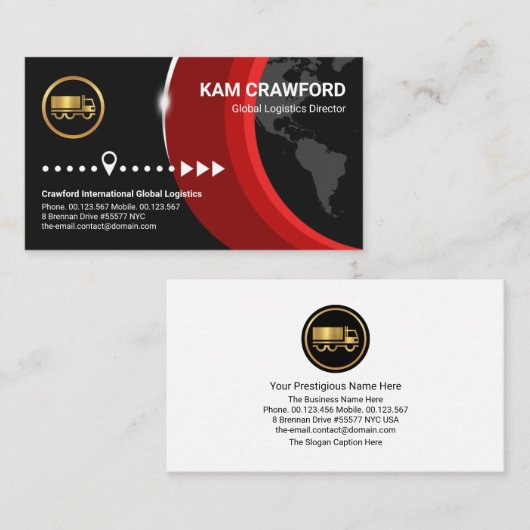 Red Global Layers Silver Horizon Import Export Visitekaartje (Voorkant / Achterkant)