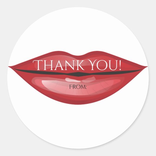 Red Glossy Lips Kiss Chic Modern Glam Beauty Ronde Sticker (Voorkant)