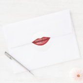 Red Glossy Lips Kiss Chic Modern Glam Beauty Ronde Sticker (Envelop)