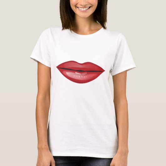 Red Glossy Lips Kiss Chic Modern Glam Beauty T-shirt (Voorkant)