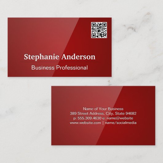 Red Glossy | Visitekaartje QR-code (Voorkant / Achterkant)