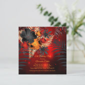 Red glow Oranje Black Hibiscus Birthday party Kaart (Staand voorkant)