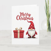 Red Gnome Christmas Card Kaart (Voorkant)