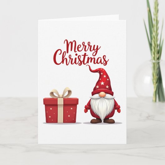 Red Gnome Christmas Card Kaart (Voorkant)