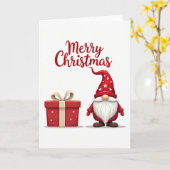 Red Gnome Christmas Card Kaart (Gele Bloem)