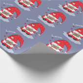 Red Gnome Pattern Blue Wrapping Paper Cadeaupapier (Hoek)