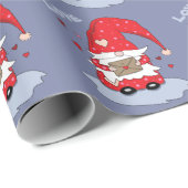 Red Gnome Pattern Blue Wrapping Paper Cadeaupapier (Rol Hoek)