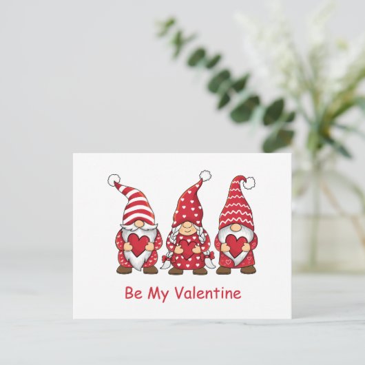Red Gnomes Hearts Trendy Kinder Teachers Valentijn Feestdagenkaart (Staand voorkant)