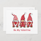 Red Gnomes Hearts Trendy Kinder Teachers Valentijn Feestdagenkaart (Voorkant / Achterkant)