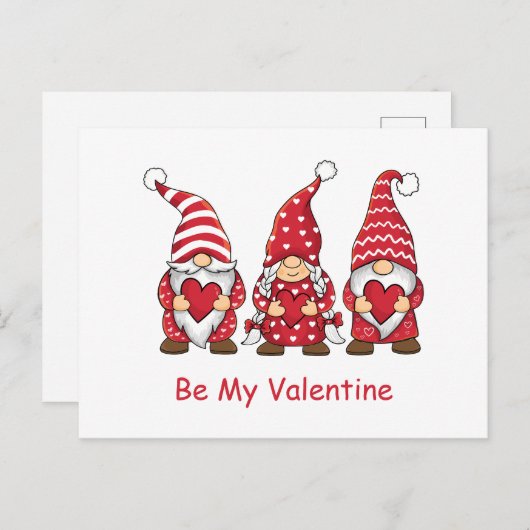 Red Gnomes Hearts Trendy Kinder Teachers Valentijn Feestdagenkaart (Voorkant / Achterkant)