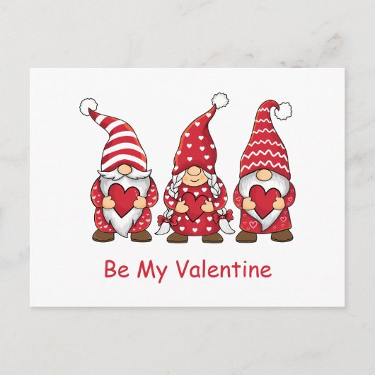 Red Gnomes Hearts Trendy Kinder Teachers Valentijn Feestdagenkaart (Voorkant)